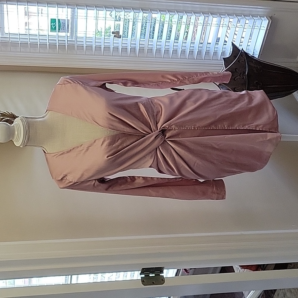 Fashion Nova Sugar Free pink blush dress Vneck Twist bodice longsleeve Small New